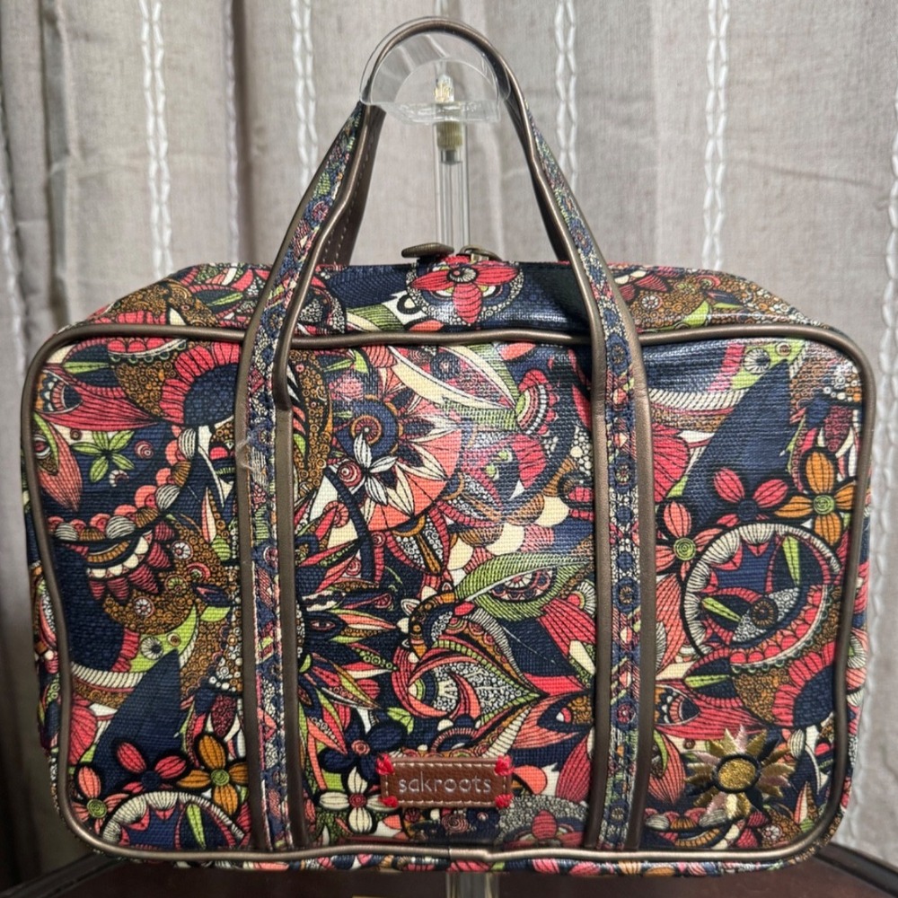 Sakroots Artist Circle Critter Travel Case Cosmetic Bag Multicolor Coated Canvas